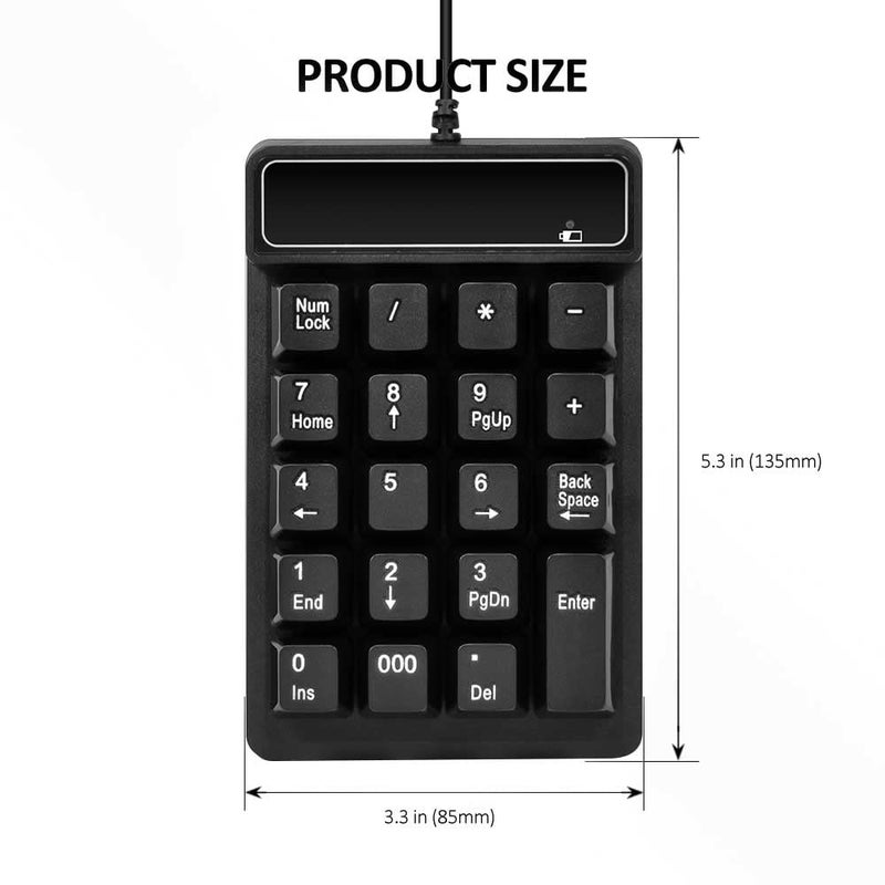 Kadaon USB Number Pad, 19 Keys Waterproof Silent Numeric Keypad with Mini USB Cable, for Laptop/Notebook, Compatible with Windows System - Image 2